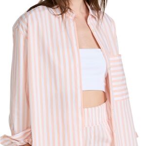 AYR Peach and White Striped Button Down Shirt